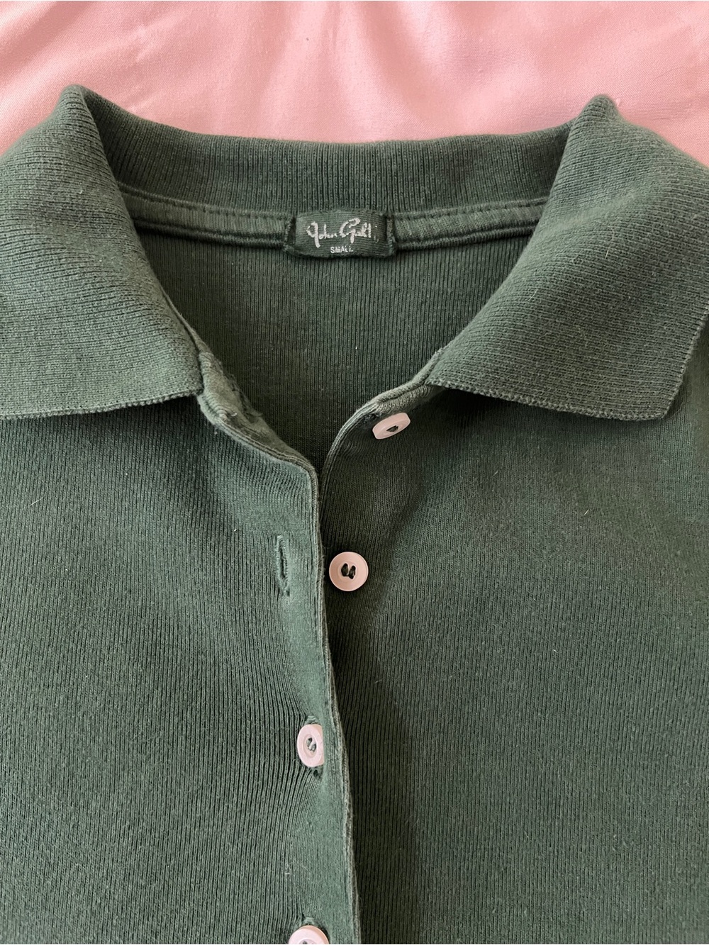 Green Polo Button-Front Top - Picture 3 of 4